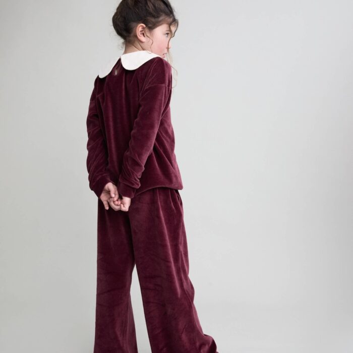 Velvet Wide Leg Pants - Pomegranate - Buho