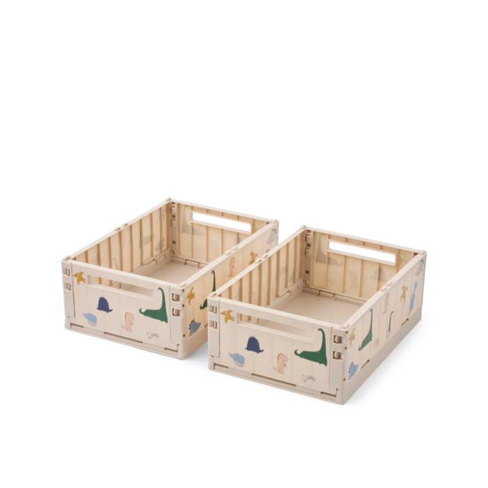 Weston Printed Storage Box M 2-pack - Dino roar / Sandy - Liewood
