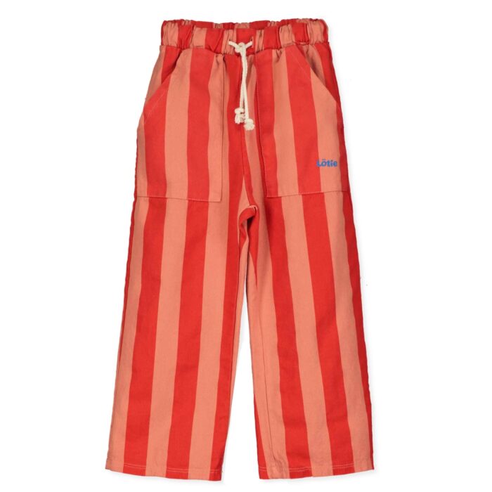 Wide Pants - Lotie Embroidery Red Stripes Papaya - Lotiekids