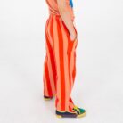 Wide Pants - Lotie Embroidery Red Stripes Papaya - Lotiekids
