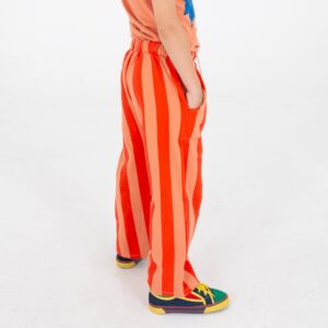 Wide Pants - Lotie Embroidery Red Stripes Papaya - Lotiekids