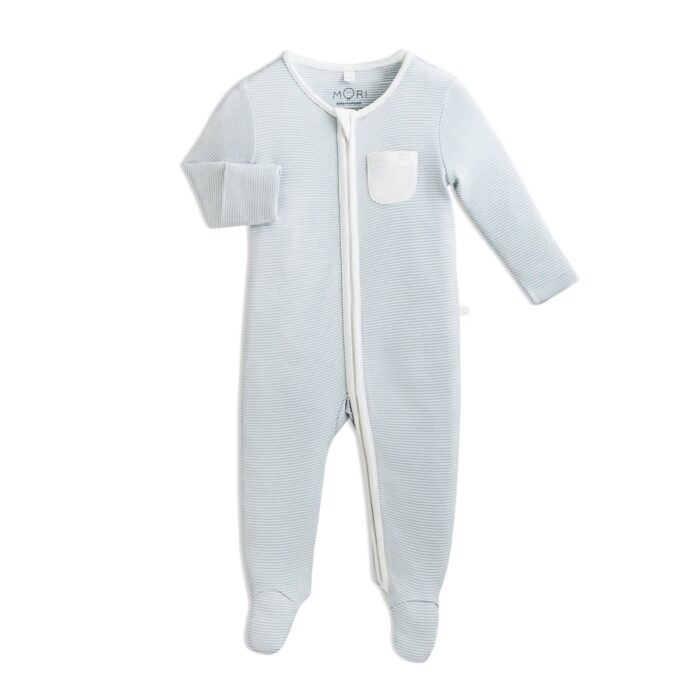 Zip-Up Pyjama - Blue Stripe - Mori Zip-Up Pyjama - Blue Stripe - Mori