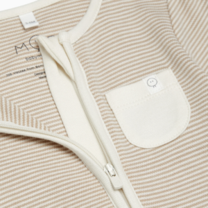 Zip-Up Pyjama - Oatmeal Stripe - Mori Zip-Up Pyjama - Oatmeal Stripe - Mori