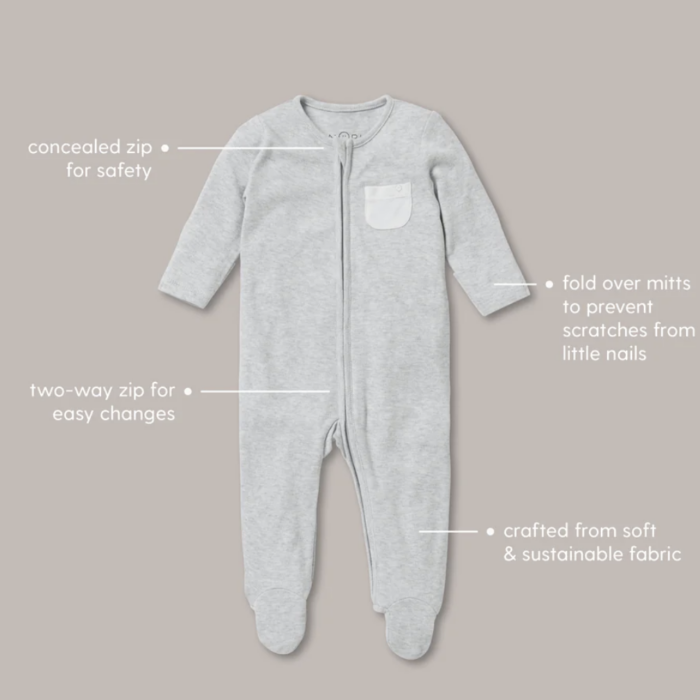 Zip-Up Pyjama - White - Mori Zip-Up Pyjama - White - Mori