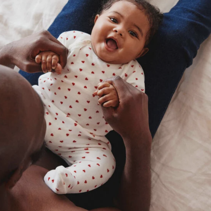 Fluwelen Babypyjama - Hartjes - Petit Bateau Fluwelen Babypyjama - Hartjes - Petit Bateau