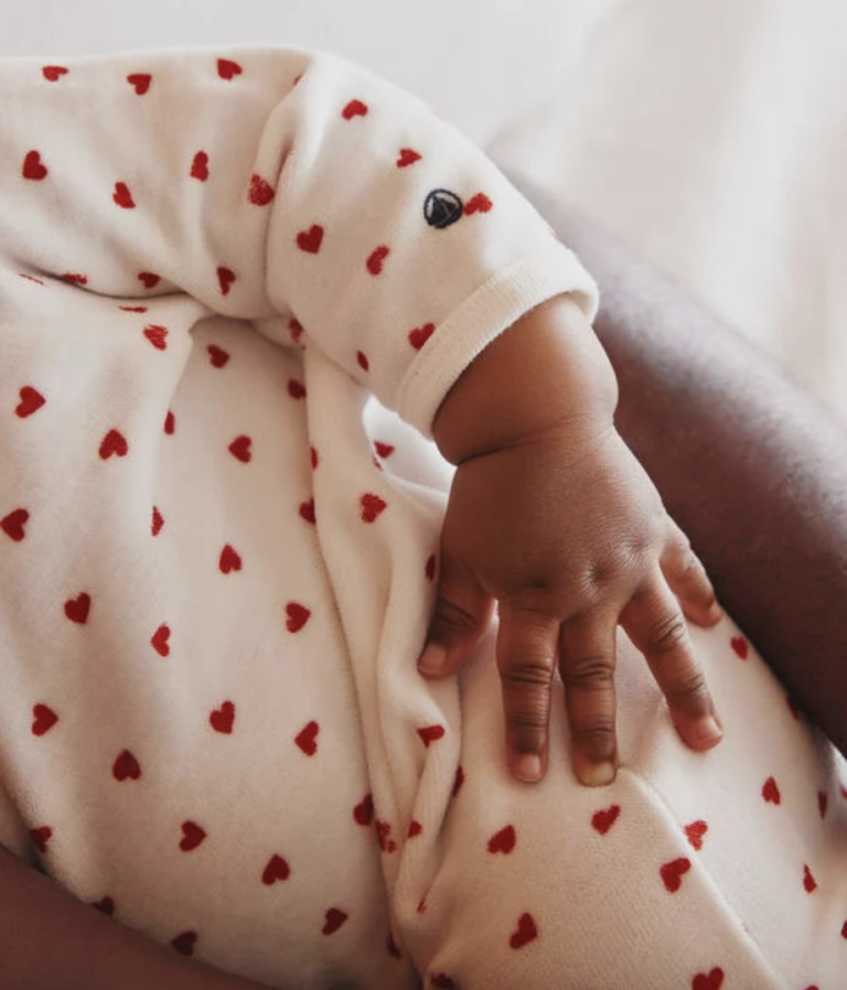 Fluwelen Babypyjama - Hartjes - Petit Bateau
